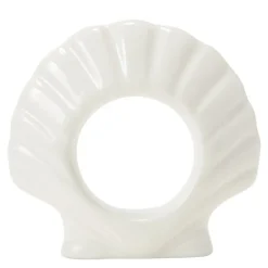 Shell stoneware serviettring 8 cm hvit