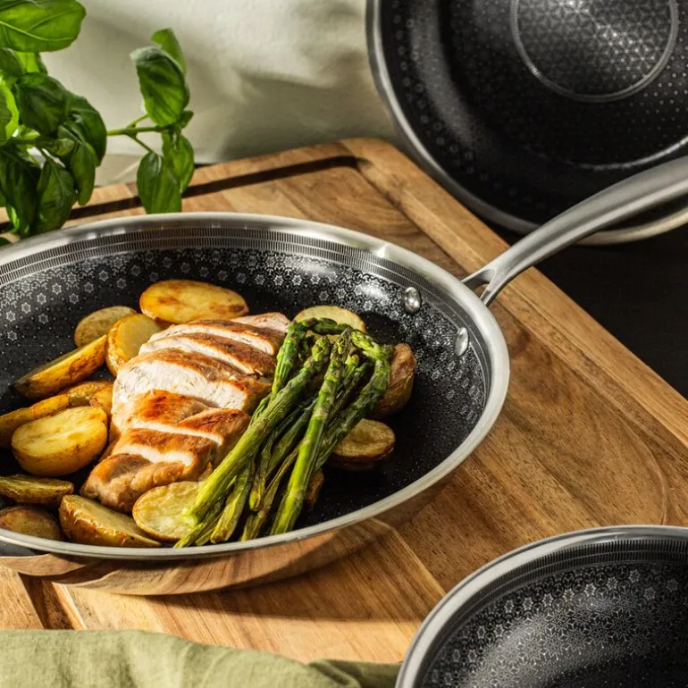 Signerat stekepanne strukturert ståloverflate 28 cm rustfritt stål