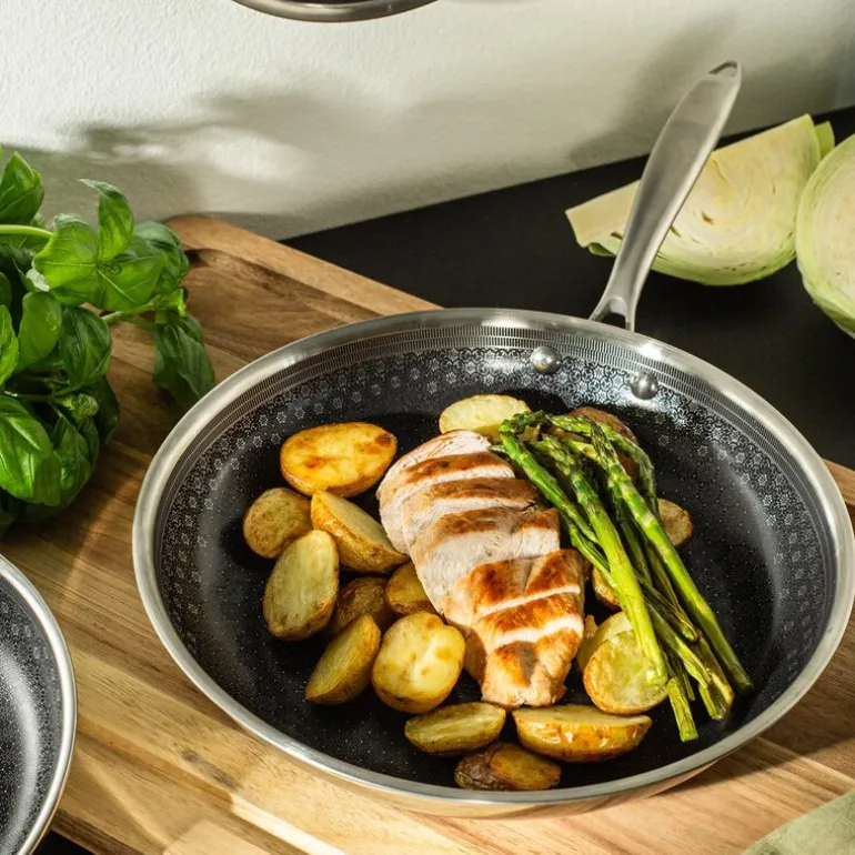 Signerat stekepanne strukturert ståloverflate 28 cm rustfritt stål