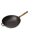 Signerat wokpanne støpejern 32 cm eiketre/svart