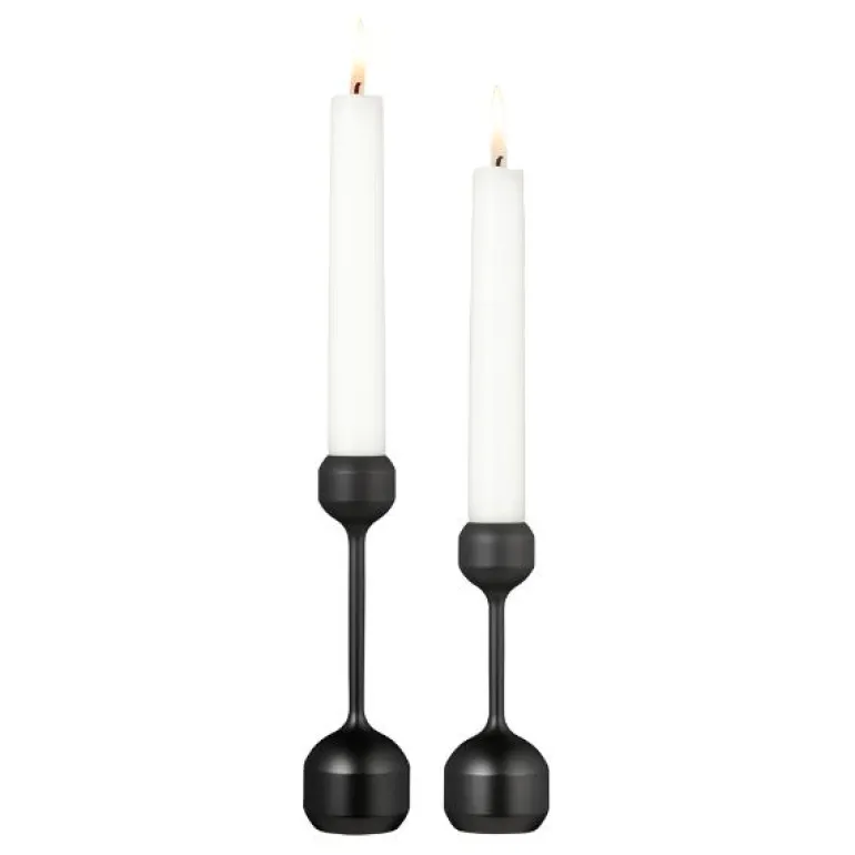 Silhouette lysestake sett 12 + 14,5 cm svart