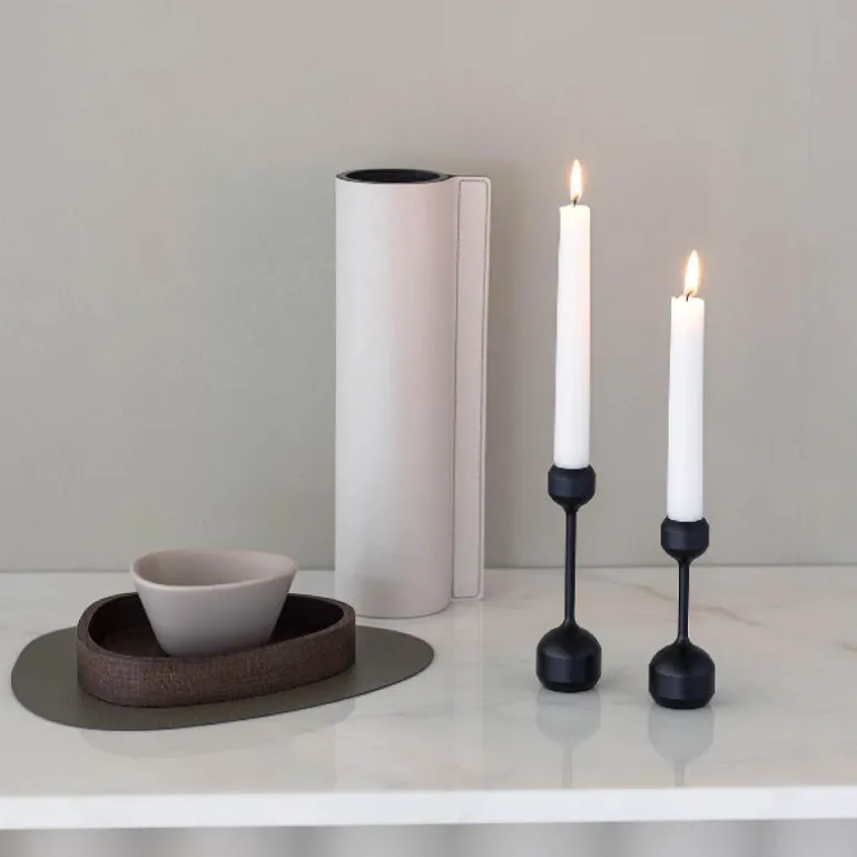 Silhouette lysestake sett 12 + 14,5 cm svart