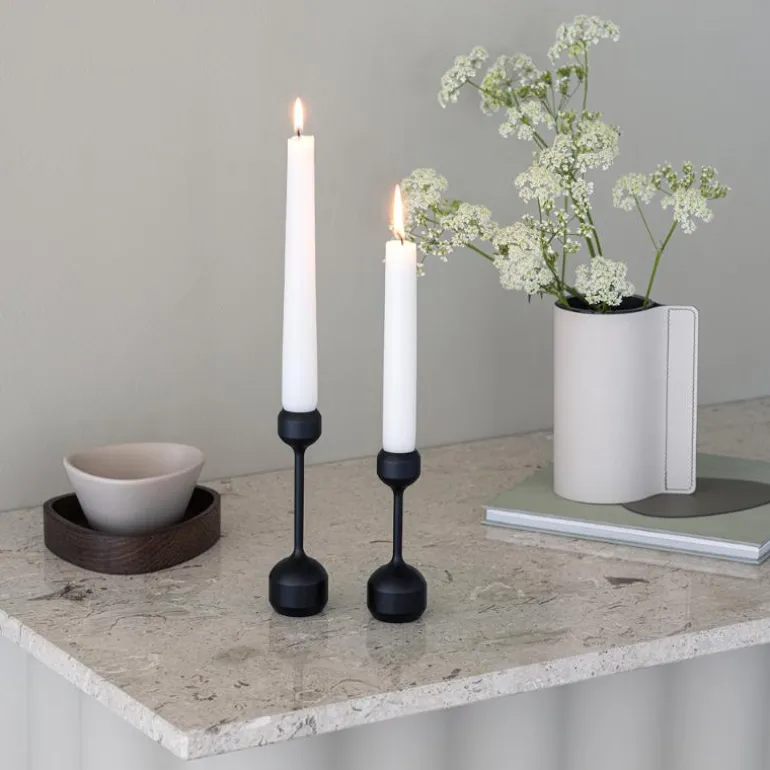 Silhouette lysestake sett 12 + 14,5 cm svart