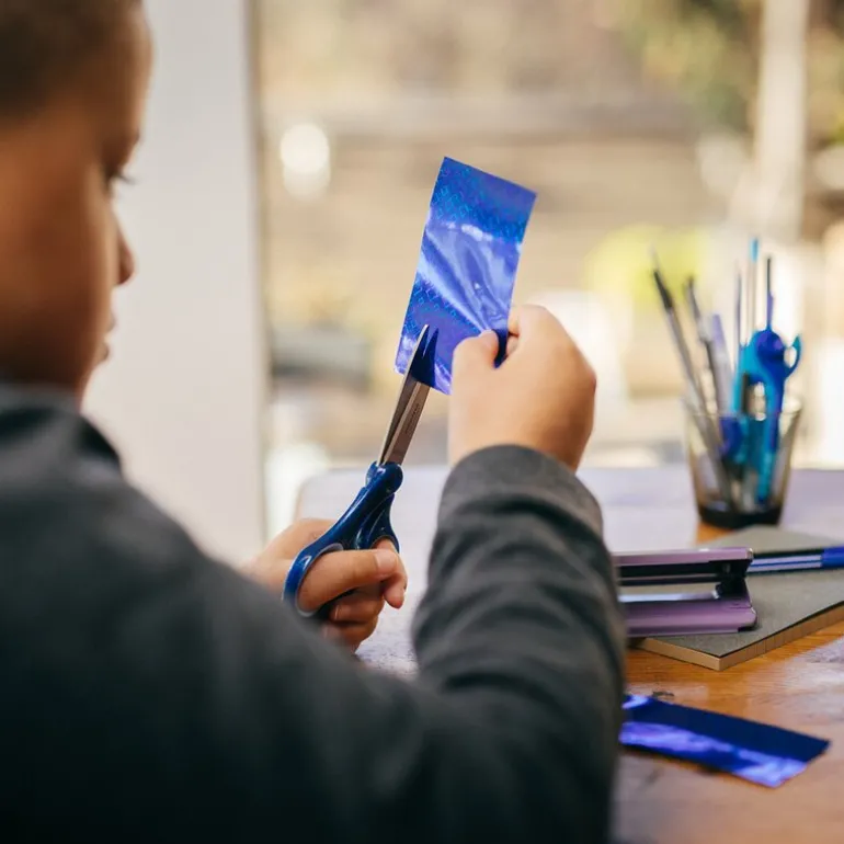 Skolesaks venstre 12+ år 18 cm glitter blå