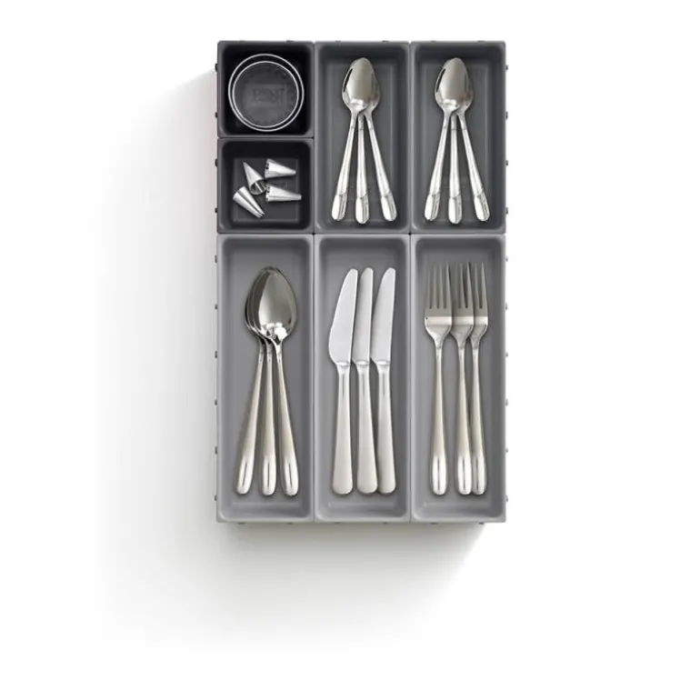 Skuffeinnsats 7 rom grå