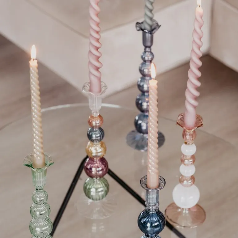 Sky lysestake 25 cm rosa/hvit