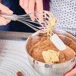 Slikkepott smal L26 cm stål/hvit