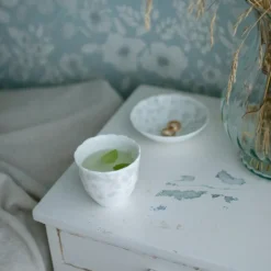 Slåpeblom kopp uten hank 20 cl 2 stk varmgrå