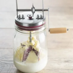 Smørkjerner 26,9x10,9 cm klar/sølv/rød