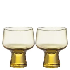 Solare glass på fot 29 cl 2 stk ildgul