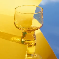 Solare glass på fot 29 cl 2 stk ildgul