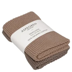 Solid kjøkkenklut strikket 26x26 cm 2 stk mocha mousse