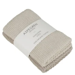 Solid kjøkkenklut strikket 26x26 cm 2 stk sand