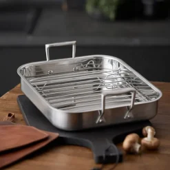 Somme langpanne m/rist 32x26,5 cm rustfritt stål