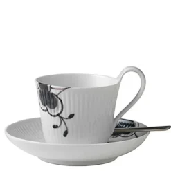 Sort Mega Riflet kopp med høy hank fat 24 cl