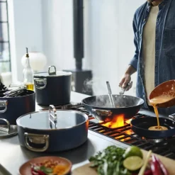 Space wokpanne 32 cm midnight blue