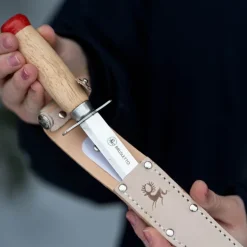 Speiderkniv butt tupp 18,5 cm tre/rød