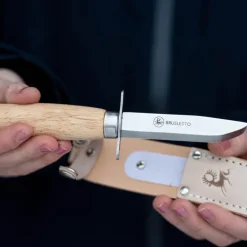 Speiderkniv butt tupp 18,5 cm tre/rød