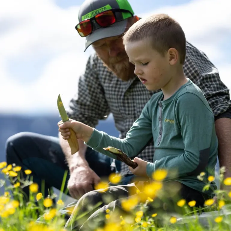 Speiderkniv spiss tupp 19,5 cm bjørk