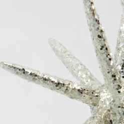 Spike juletrepynt store stjerner 12 cm 4 stk sølv/glitter