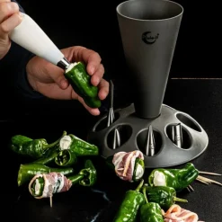 Sprøytepose med tyller i stativ 11 stk stål/hvit