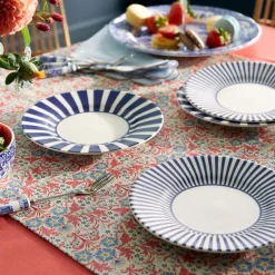 Steccato tallerken smalstripet 22 cm koboltblå