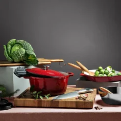 Stenfors støpejernsgryte rund 4,4L rød