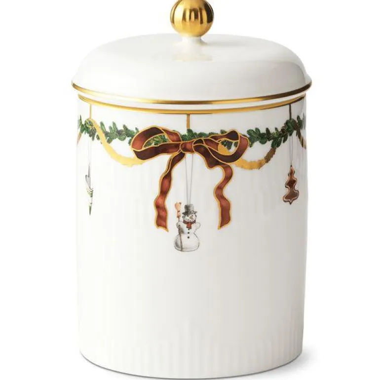 Stjerne Riflet Jul årskrukke m/ lokk 16 cm