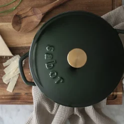 Støpejernsgryte 24 cm 4,4L mørkegrønn