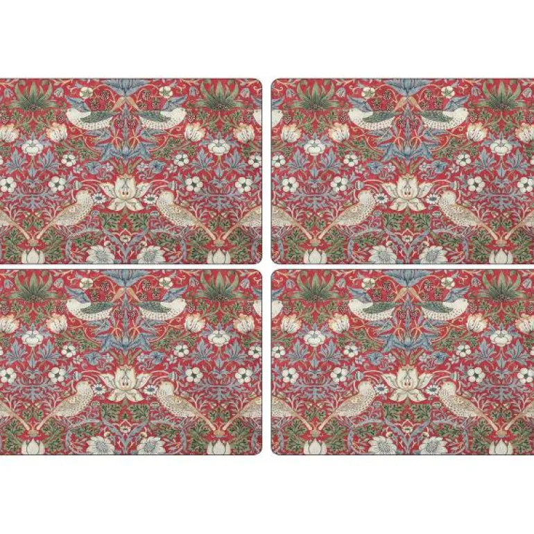 Strawberry Thief bordbrikke 30x40 cm 4 stk rød