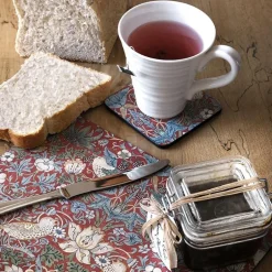 Strawberry Thief glassunderlag 6 stk rød