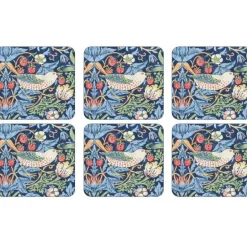 Strawberry Thief glassunderlag 6 stk blå