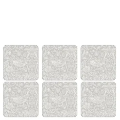 Strawberry Thief glassunderlag 6 stk pure hvit