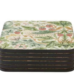 Strawberry Thief glassunderlag 6 stk grønn