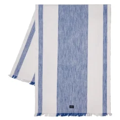 Striped bordløper med frynser 250x50 cm blå/hvit