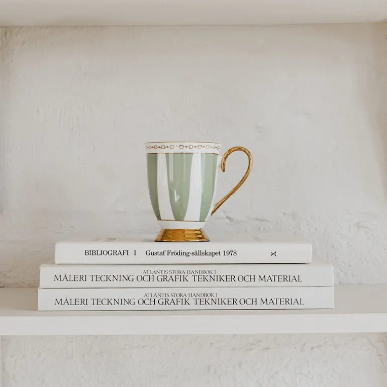 Strisce Salvia kopp med skål 22 cl grønn