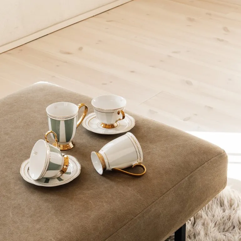 Strisce Salvia kopp med skål 22 cl grønn