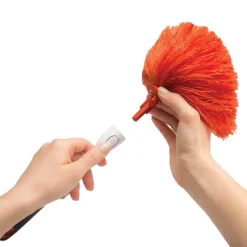 Støvkost i mikrofiber 34 cm rød/grå