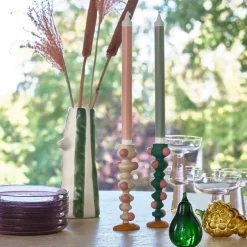 Styles lysestake m/ klumper 18 cm grønn/rosa