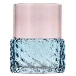 Styles telysholder 7,7x10 cm blå/rosa