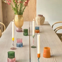 Styles telysholder 7,7x10 cm grønn/rosa