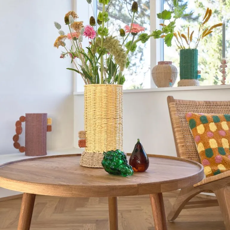 Styles vase m/ glassbeholder 17x28 cm lys gul