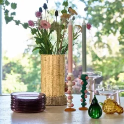 Styles vase m/ glassbeholder 17x28 cm lys gul