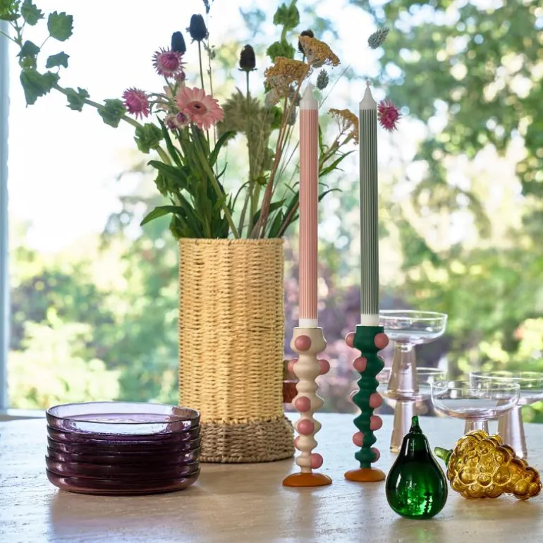 Styles vase m/ glassbeholder 17x28 cm lys gul