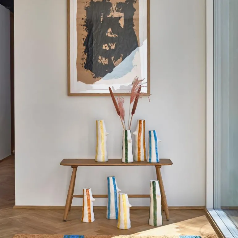 Styles vase m/ nebb og øyevipper 34 cm blå