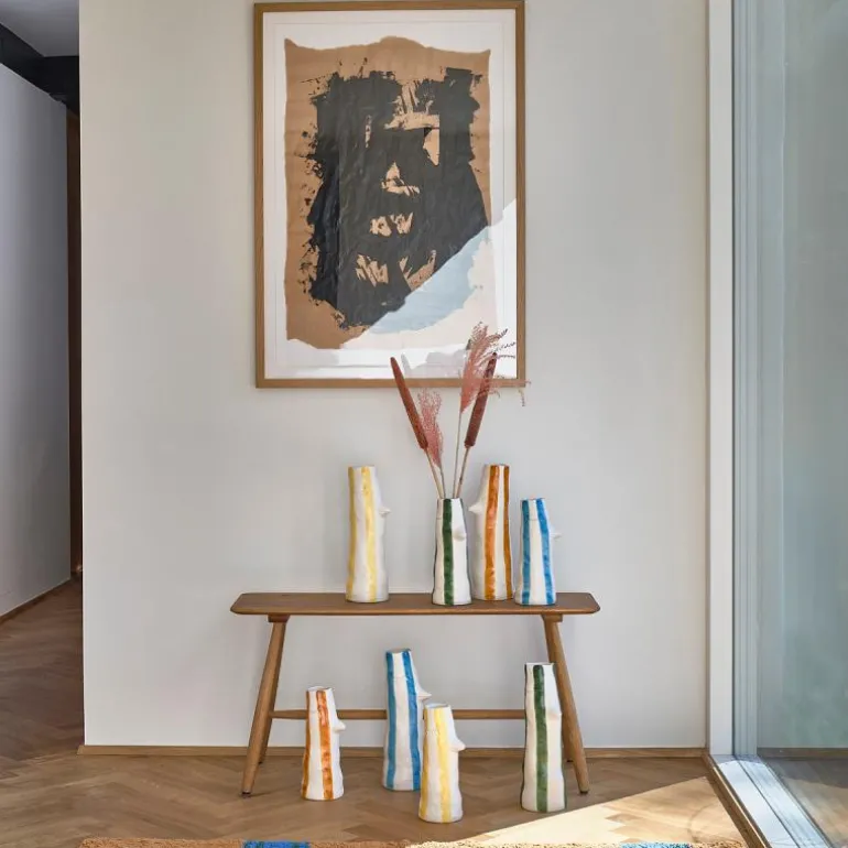 Styles vase m/ nebb og øyevipper 34 cm amber