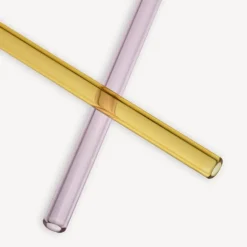 Sugerør 20 cm 2 stk rosa/gul