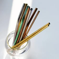 Sugerør i stål bøyd XL gull