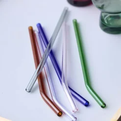 Sugerør med knekk 21,5 cm 4 stk glass smoke