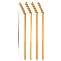 Sugerør med knekk 21,5 cm 4 stk glass amber